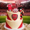 2 tier arsenal football cake