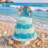 2 tier mermaid theme cake
