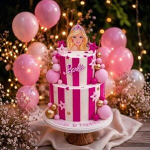 2 tier pink barbie cake