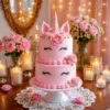 2 tier pink unicorn cake
