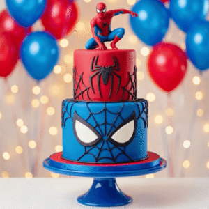 2 tier spiderman cake