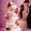 4 tier flowers wedding cake