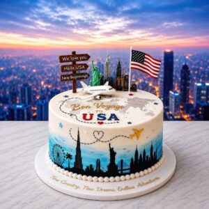 bon voyage USA flight cake