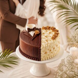 double heart wedding cake