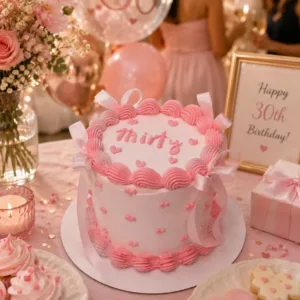 piped borders ribbon vintage cake