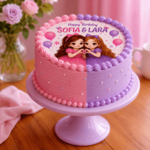 twin girls birthday cake