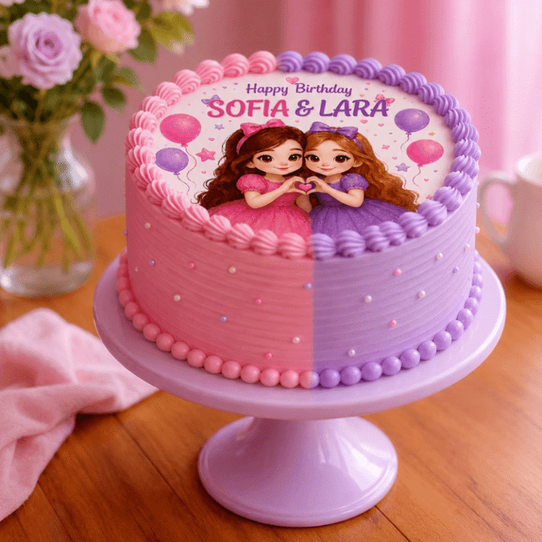 twin girls birthday cake