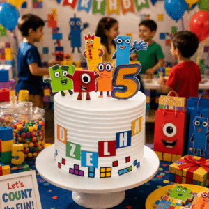 white number blocks cake