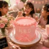 white sprinkles peach vintage cake