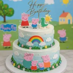 2 tier peppa pig cake