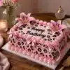 blush leopard lily cake