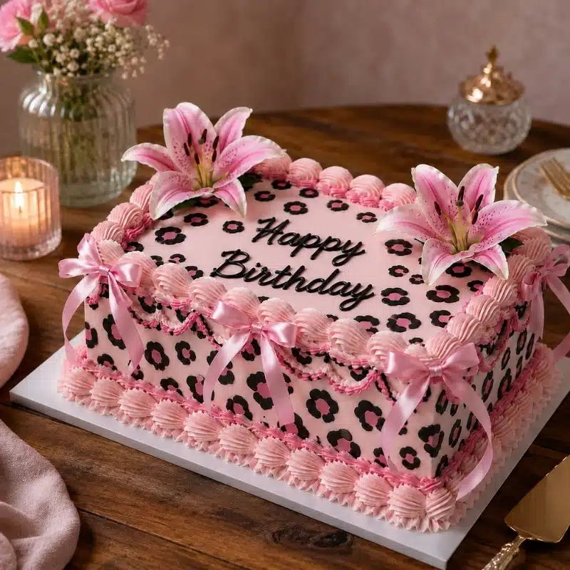 blush leopard lily cake blush leopard lily cake