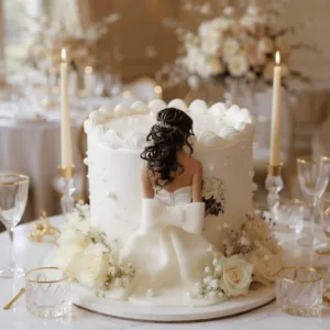elegant white bride flowers cake