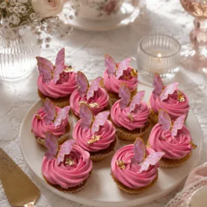 lavender butterfly pink cupcakes