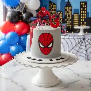 spiderman web drip cake
