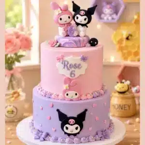 2 tier kuromi melody cake