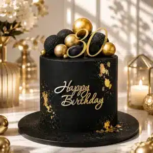 black milestone birthday cake