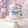 blue drip bunny character cake