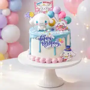 blue drip bunny character cake