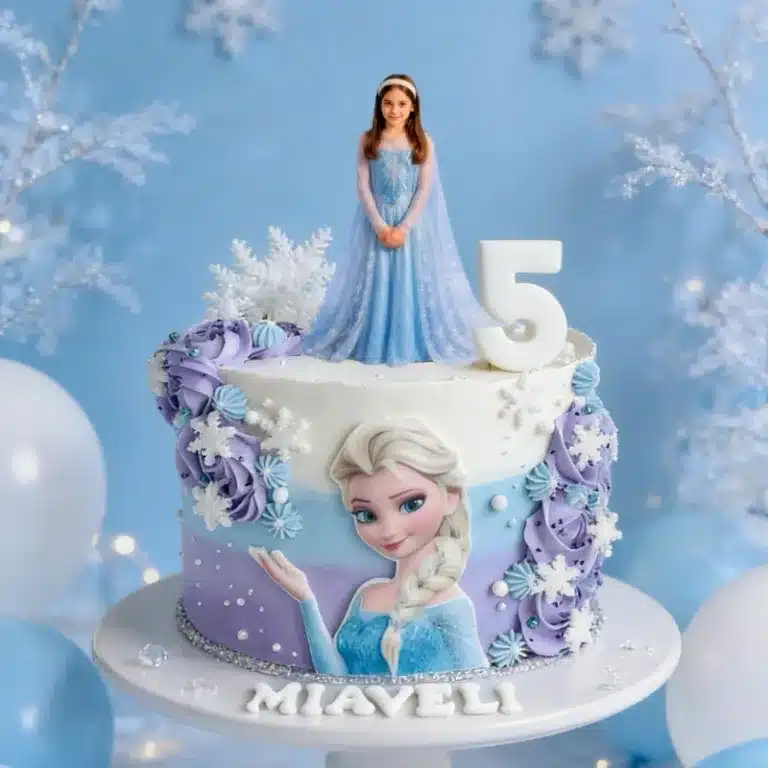 frozen princess snow photo cake