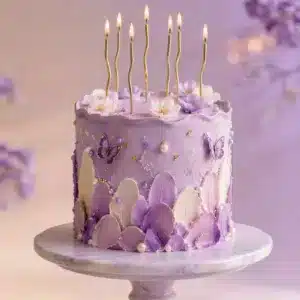 lavender butterfly floral cake