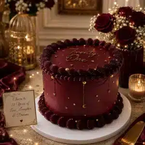 maroon celestial birthday cake