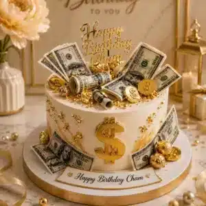 money dollar gold birthday cake