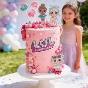 pink lol suprise girl cake