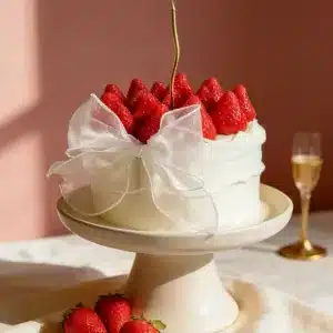 strawberry bow birthday cake