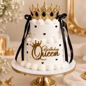 2 tier birthday queen crown cake