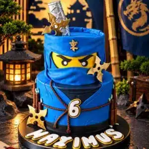 2 tier blue ninja cake