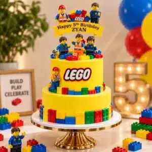 2 tier building blocks lego cake