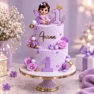 2 tier first birthday fairy cake