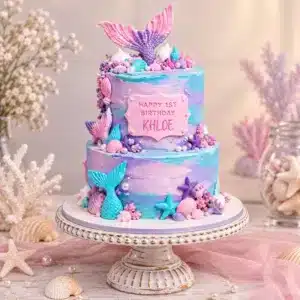 2 tier mermaid tail cake