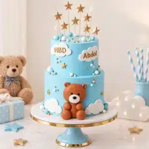 2 tier teddy stars cake