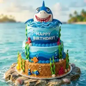 3 layers sea shark cake