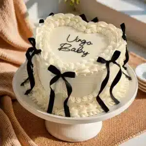 black bow heart vintage cake