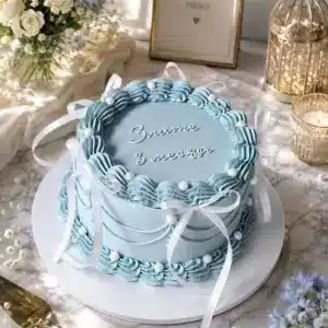 blue vintage ribbon cake