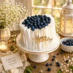blueberry fringe birthday cake