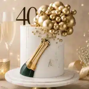 40th birthday champagne bubble men cake