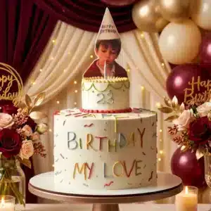 confetti 2 layer photo cake