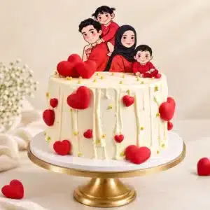 family hearts photo cake