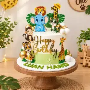 first birthday jungle safari cake