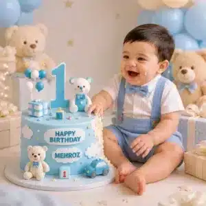 first birthday teddy bear cake