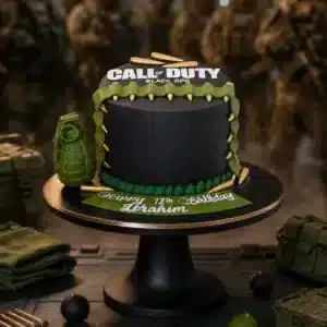 military black green birthday cake