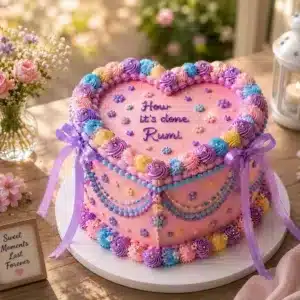pastel rainbow heart cake