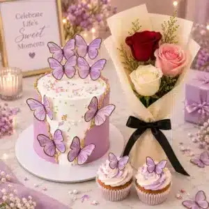 purple cake cupcakes flowers wrap