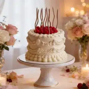 raspberry gold candle cake