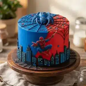spiderman city skyline cake
