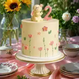 spring bunny floral cake